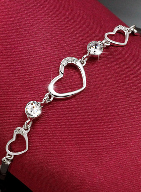 心形925银手链女银饰元素水晶