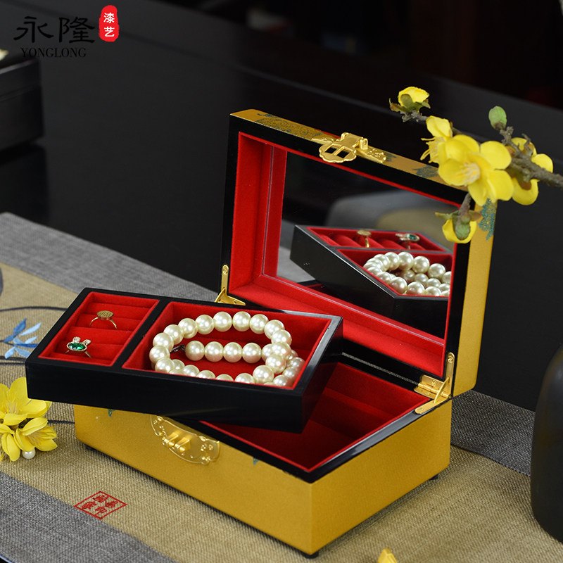 平遥漆器三金珠宝首饰盒小型收纳盒 永隆首饰盒