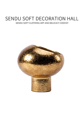 森度轻奢书房桌面摆件软装样板间装饰设计搭配金色树脂花器仿洞石