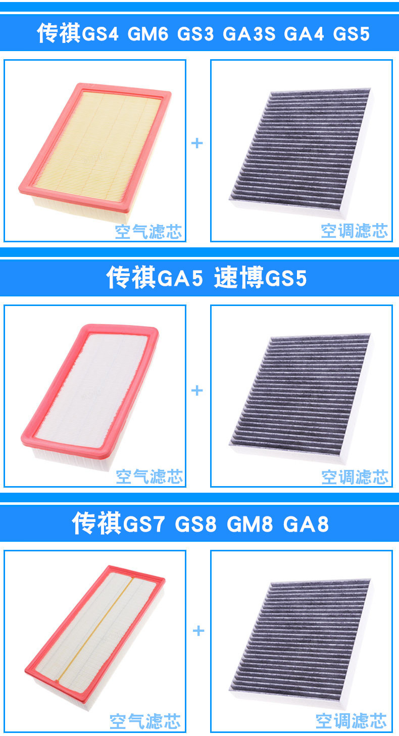 传祺GA3 S GS4 GA5 GS5 GA4速博GS3 GA6 GM8空气滤芯空调滤清器格 - 图2