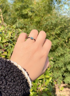 小黑猫戒指贝母日喵头复古可爱