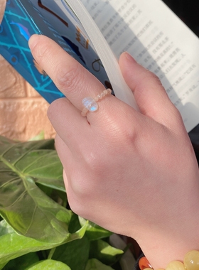 原创设计招财月光石貔貅戒指闺蜜