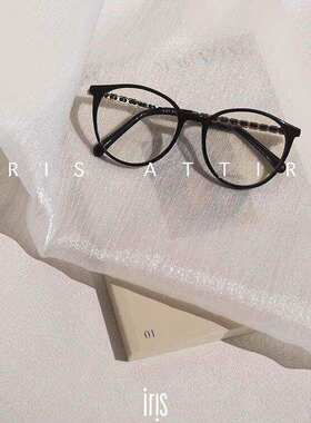 圆形镜框超轻编织镜腿眼镜架女