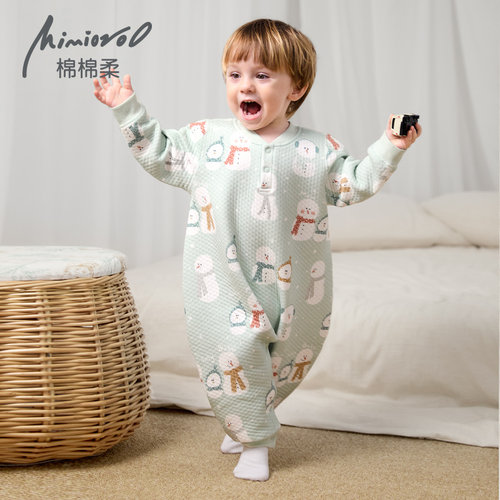 儿童连体睡衣秋冬宝宝保暖家居服冬季夹棉男童睡袋女童衣服防踢被 - 图3