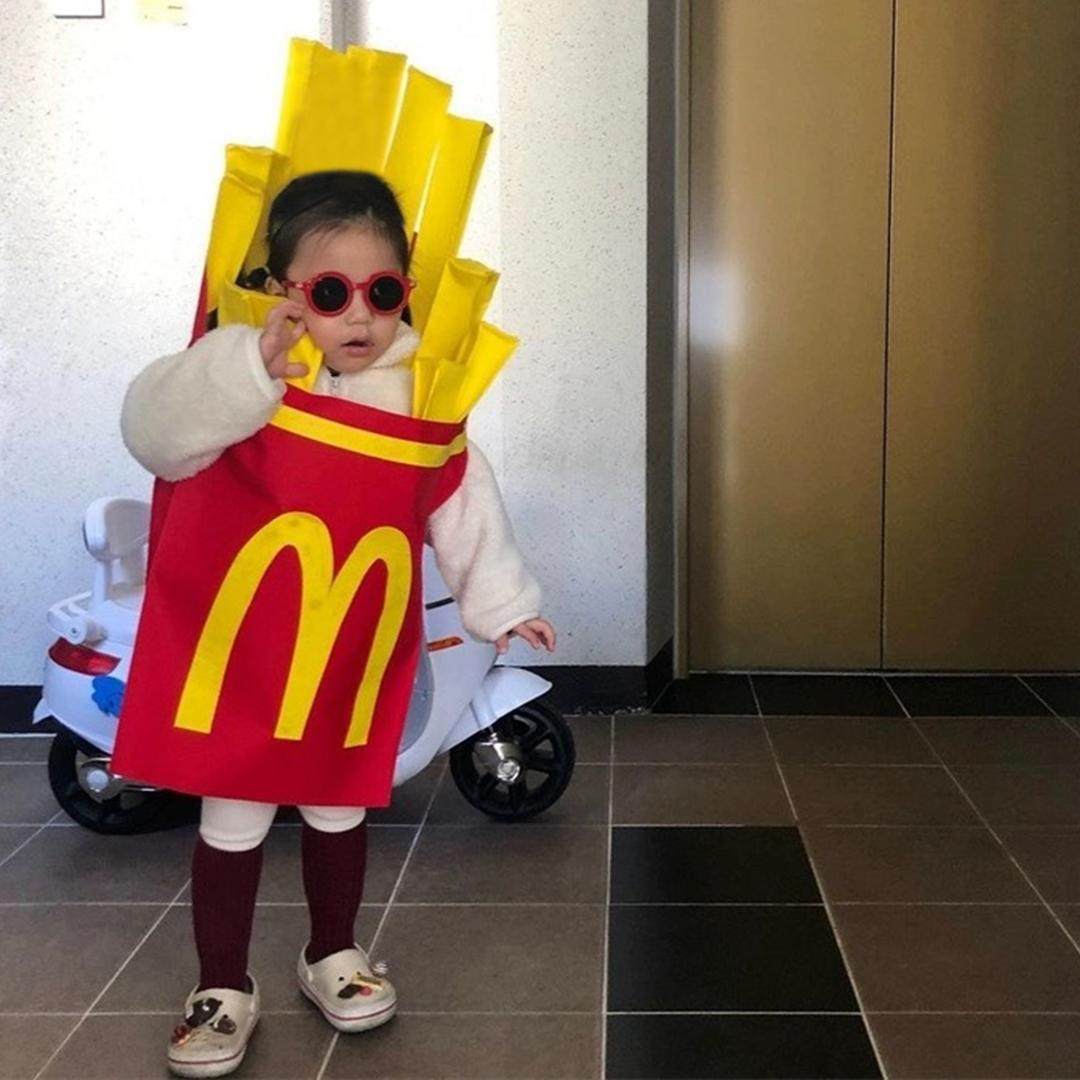 万圣节cos儿童服装男童麦当劳薯条衣服女孩装扮表演男宝演出服男