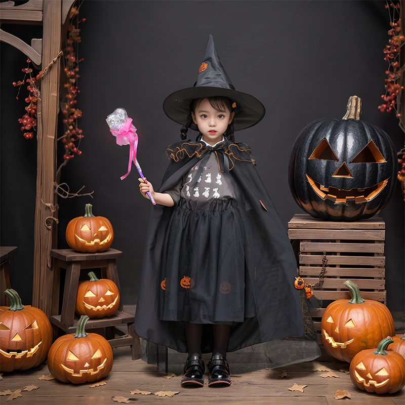 万圣节儿童服装cos女巫魔法披风穿搭装扮女孩可爱搞怪公主裙衣服 - 图3