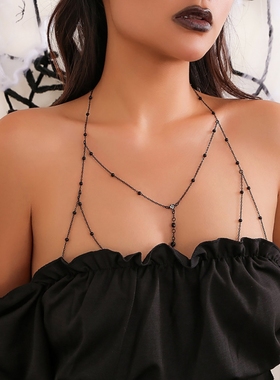 万圣节身体链项链饰品流苏胸链纯欲风性感酷辣妹配饰高级感锁骨链