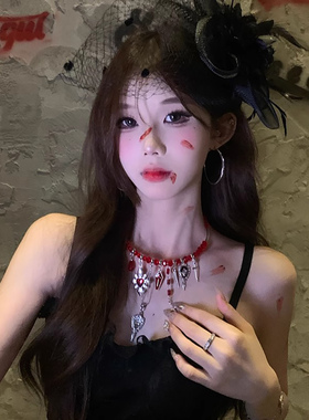 万圣节红色爱心项链颈链装扮道具