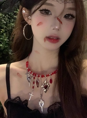 万圣节滴血水晶流苏项链装扮道具