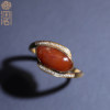 Xinjiang Hotan jade seed red Qin inlaid gold ring