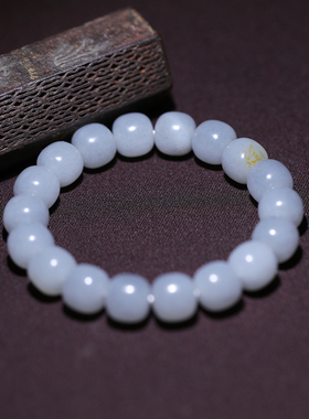 【姑苏润石堂】在售40克天然新疆和田玉籽料淡墨青花老型珠手串