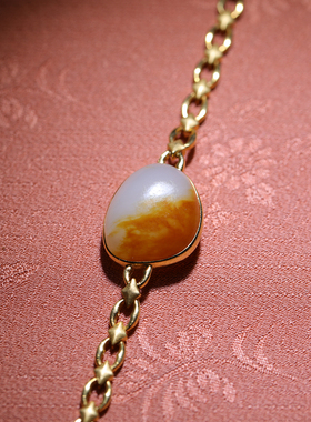 姑苏润石堂和田玉籽料镶金手链