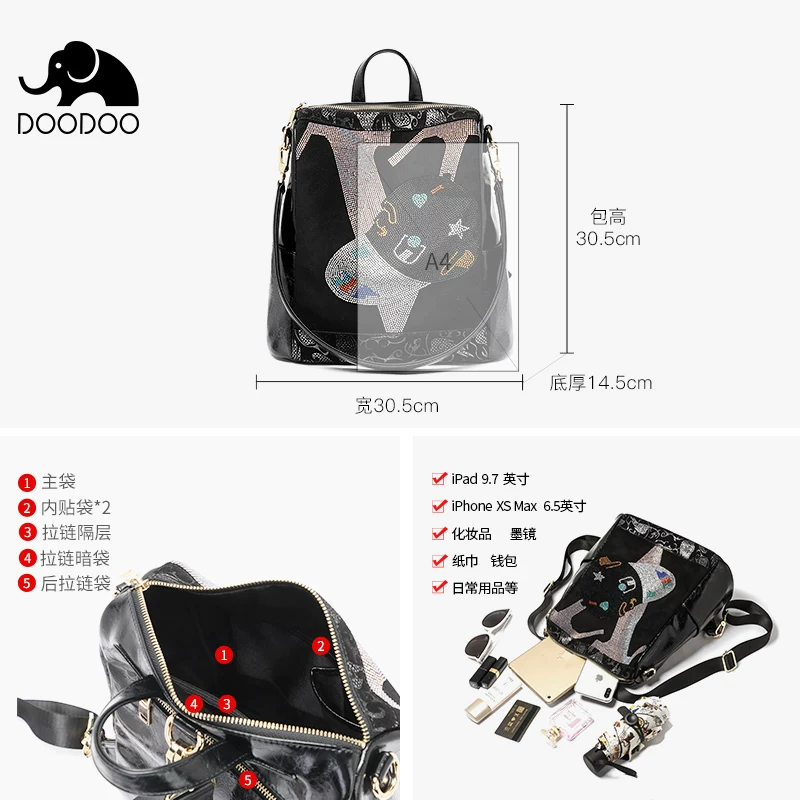 Backpack, shoulder bag, capacious travel bag, 2021 collection, for students