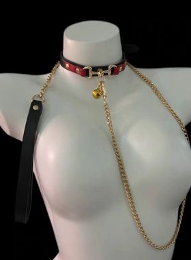 铃铛项圈情趣型项圈情调小狗女choker加粗牵引绳颈环情侣项链高级