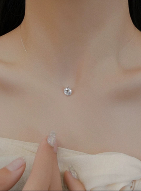 小众设计感锆石项链女简约气质隐形鱼线时尚锁骨链精致百搭颈链