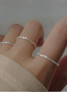 无女925纯银ins闪亮戒指小众设计