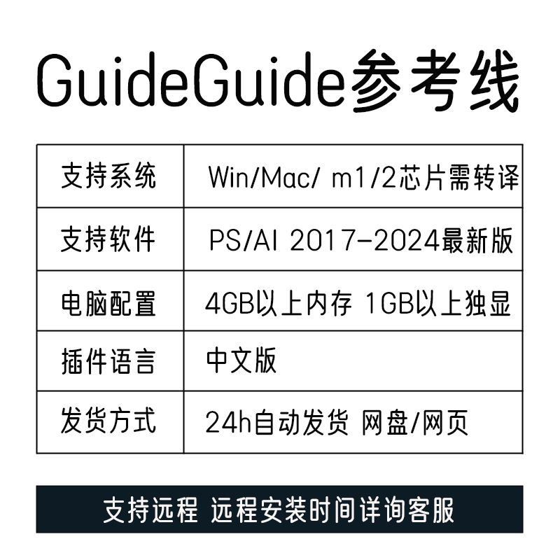 PS AI插件参考线GUIDEGUIDE网格排列版面对齐支持2019 2024-图0