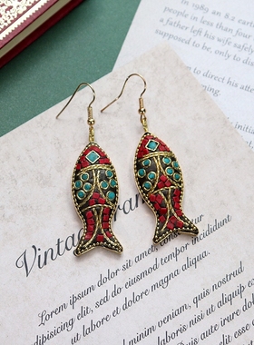 原创设计手工藏式尼泊尔铜鱼项链