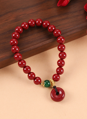 小众设计精致简约朱砂莲蓬手链