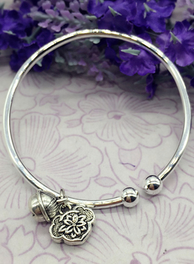 简约光面银色铃铛手镯女