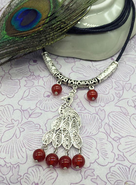 民族风孔雀东陵玉红玛瑙毛衣链