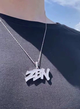 刘导同款满钻字母ZBN项链小众简约潮男嘻哈时尚百搭男女锁骨链