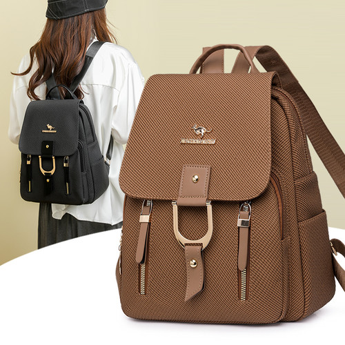 秋冬新款韩版时尚pu软皮双肩包女休闲大容量学生书包简约旅行背包 - 图3