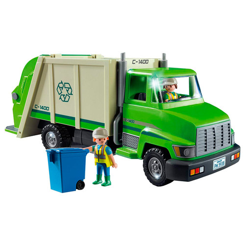 男孩礼物玩具车 德国playmobil摩比世界垃圾车消防车警车工程卡车 - 图1