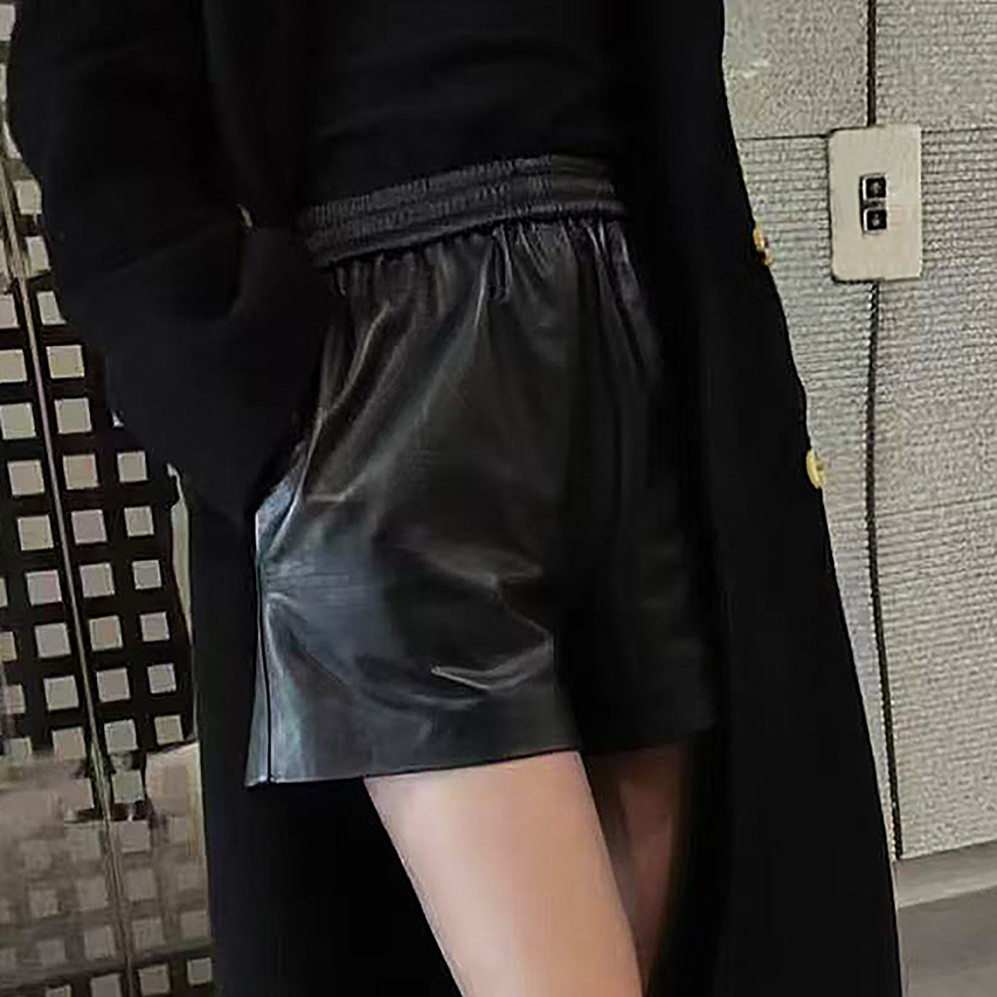 新款真皮短裤宽松款松紧高腰显瘦百搭牛皮阔腿皮短裤女外穿靴裤,淘宝优惠券,粉丝福利购,淘宝优惠卷