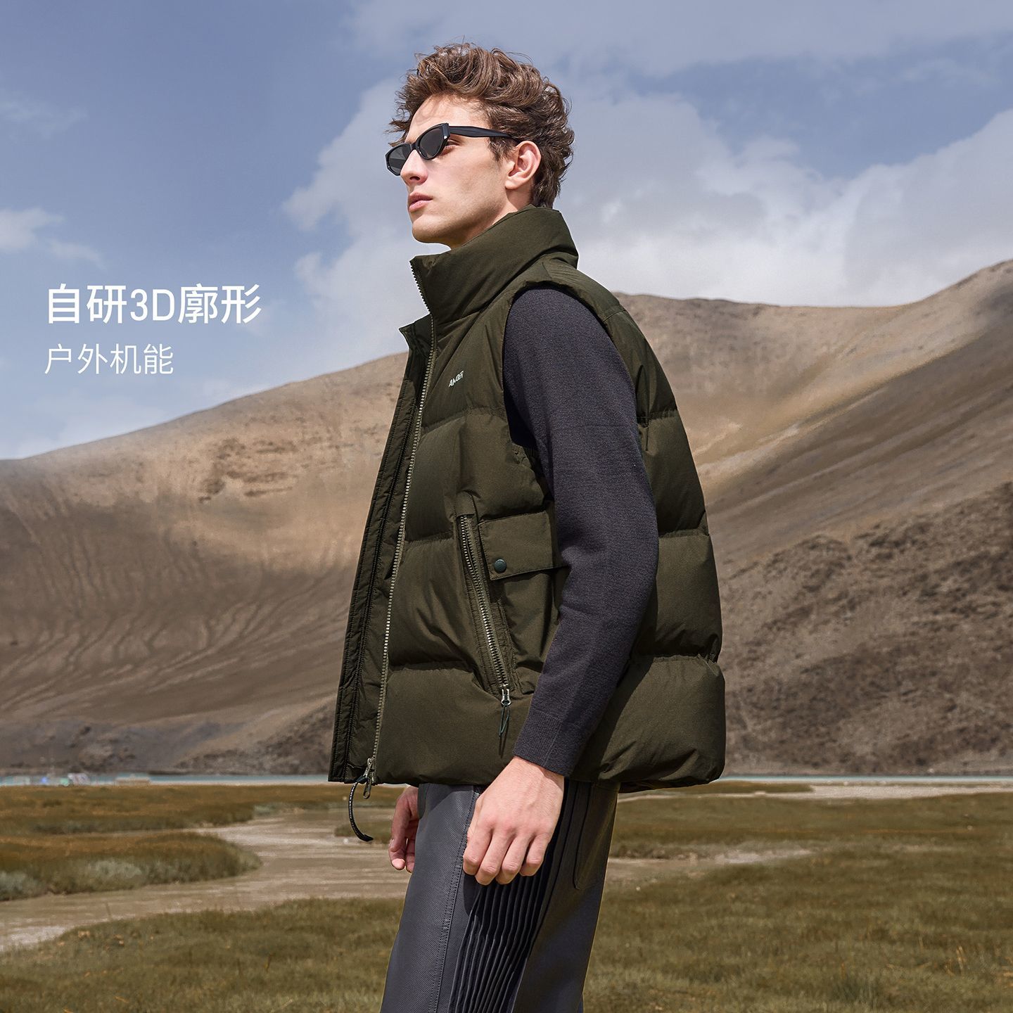 坦博尔2025秋冬季新款男士布朗尼羽绒马甲廓形保暖户外防护外套 - 图2