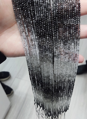 2MM3MM4MM天然水晶 渐变色黑发晶刻面切面散珠半成品手链项链配件