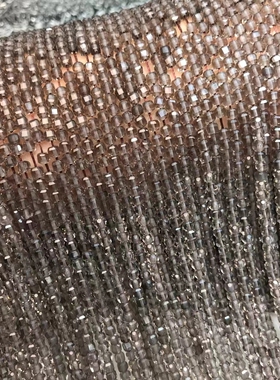 3MM 天然浅色茶晶 方糖钻石面散珠 切角立方体四方块形半成品手工