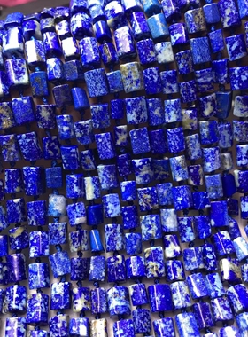 7*9mm天然水晶 雪花青金石原石柱型珠散珠 半成品柱形珠 隔珠配珠