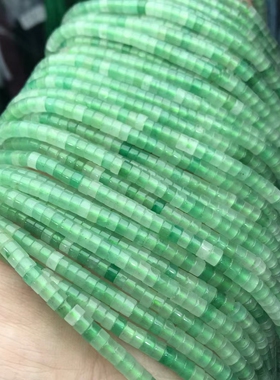 2*4mm天然水晶绿东陵玉直切扣片海西片散珠半成品手链项链配件