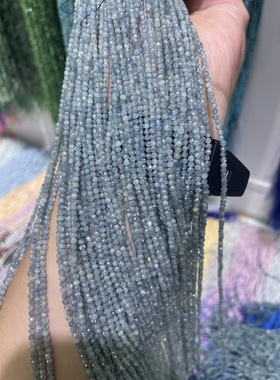 2MM3MM4MM天然水晶 绿蓝晶刻面切面散珠半成品手链项链配件配珠