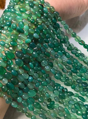天然水晶 绿波斯湾玛瑙随形散珠随型半成品长链 手链项链配珠饰品