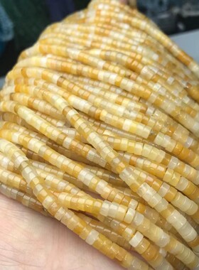 2*4MM 老黄玉直切扣片海西片管珠散珠半成品手链项链配件配珠饰品