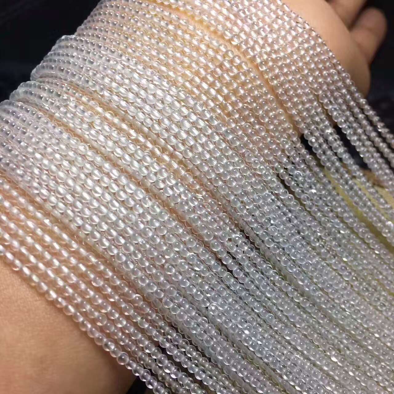 天然水晶散珠 2MM 3MM 白水晶圆珠散珠 半成品珠 隔珠 配珠 - 图0