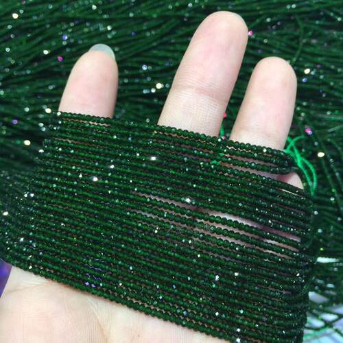 绿金砂散珠 天然水晶 绿砂石钻石面硬抛切面 刻面盘珠半成品 流苏 - 图0