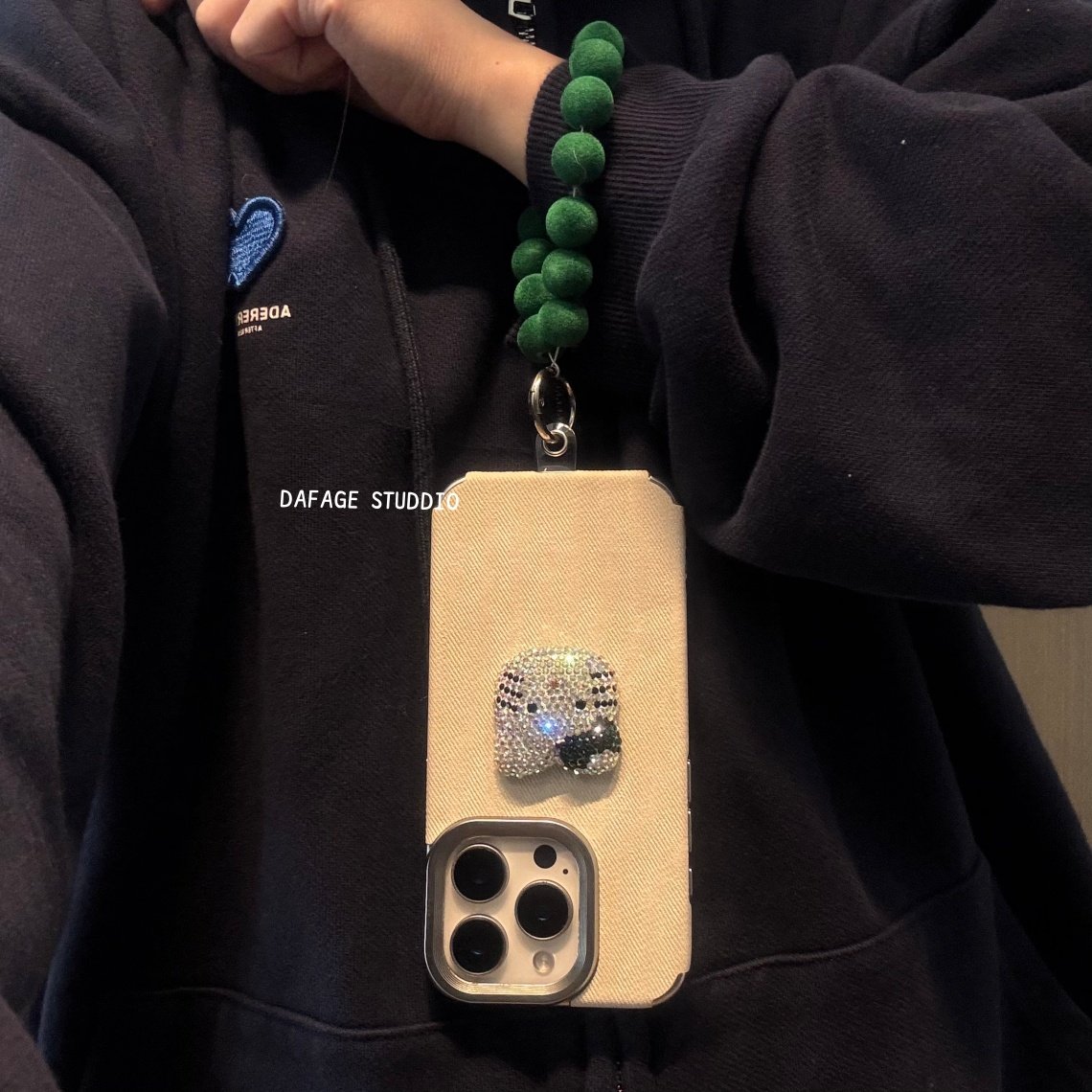 简约闪钻猫咪链条适用苹果14Promax手机壳16女16pro苹果17promax韩15苹果air,淘宝优惠券,粉丝福利购,淘宝优惠卷