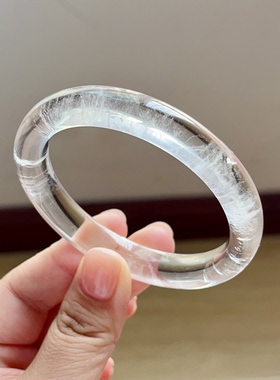新品上架天然白水晶手镯女款正圆圈口女士58.8mm