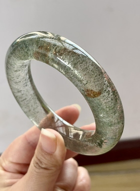 新品上架 天然绿幽灵手镯 室内自然光拍摄 大胖圆 58.8mm
