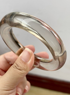 新品上架 天然茶水晶全净体胖圆 室内自然光拍摄  56.7mm正圈