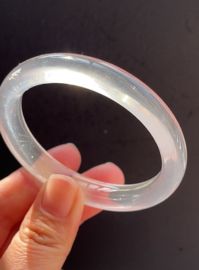 新品上架 天然奶白晶手镯女款冰种白月光手镯送女友礼物 56.6mm