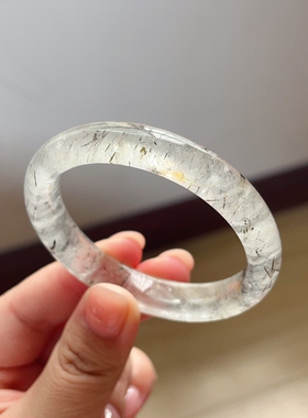 新品上架 天然绿发晶手镯女款正圆圈口女士54.2mm
