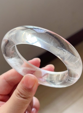 新品上架 天然白水晶手镯女款正圆圈口女士58.3mm