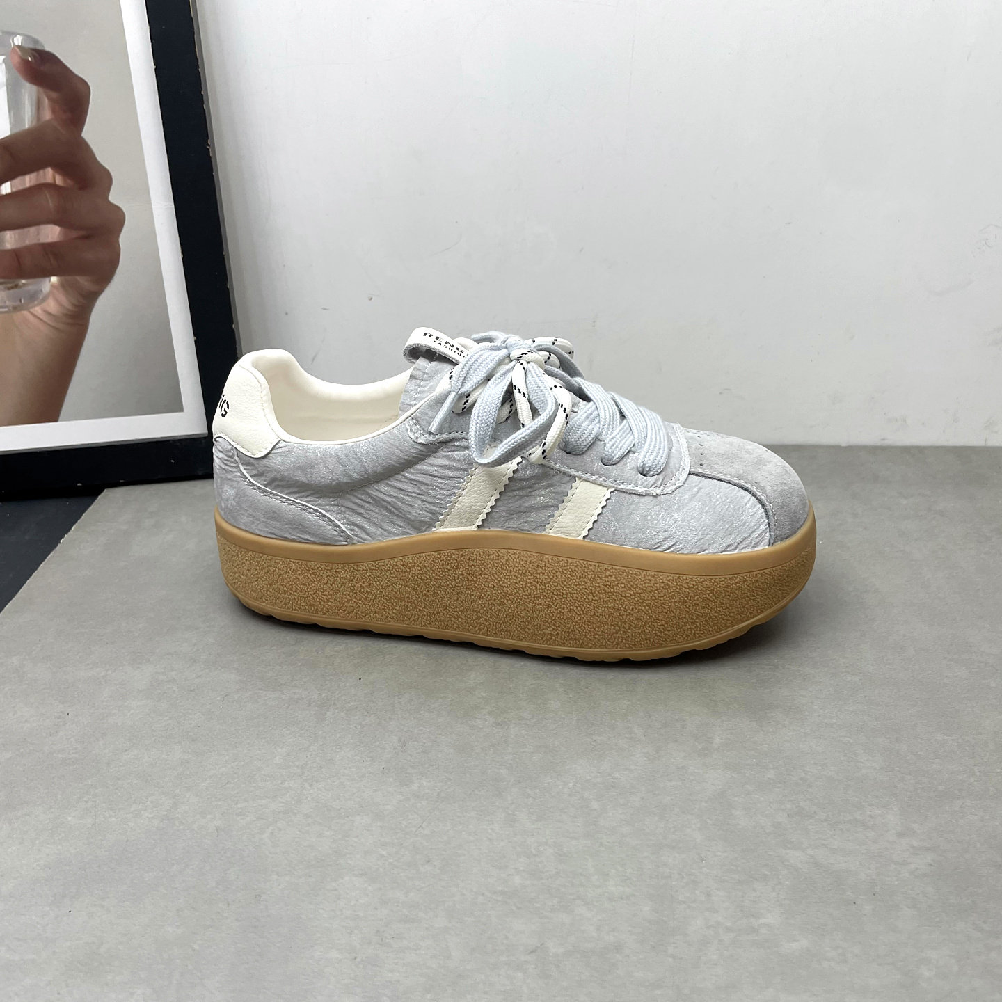 2026春季新款真皮德训鞋圆头深口系带增高厚底小白鞋休闲女士单鞋,淘宝优惠券,粉丝福利购,淘宝优惠卷