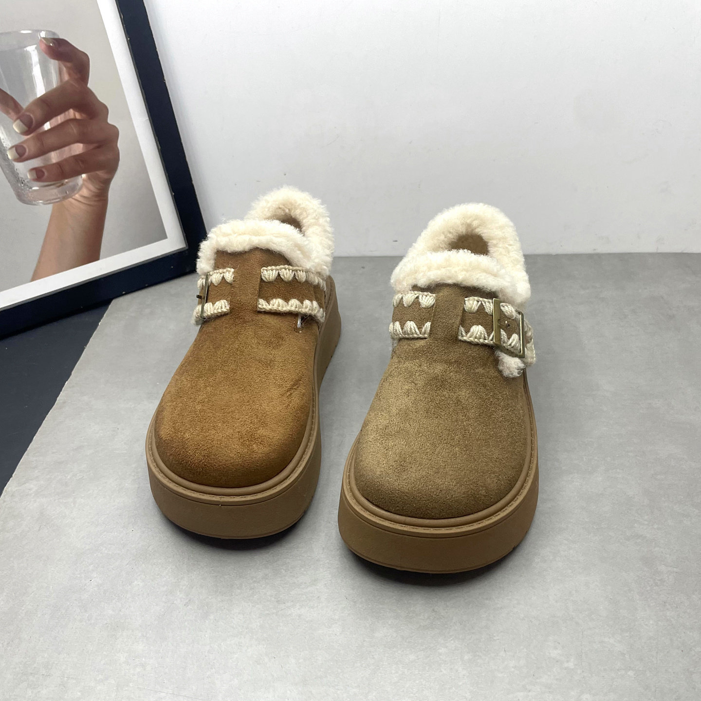 2025冬季新款加绒勃肯鞋女保暖雪地靴魔术贴厚底增高女士毛口棉鞋,淘宝优惠券,粉丝福利购,淘宝优惠卷