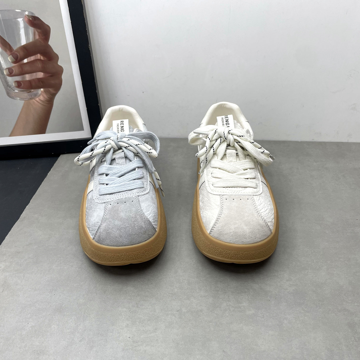 2026春季新款真皮德训鞋圆头深口系带增高厚底小白鞋休闲女士单鞋,淘宝优惠券,粉丝福利购,淘宝优惠卷