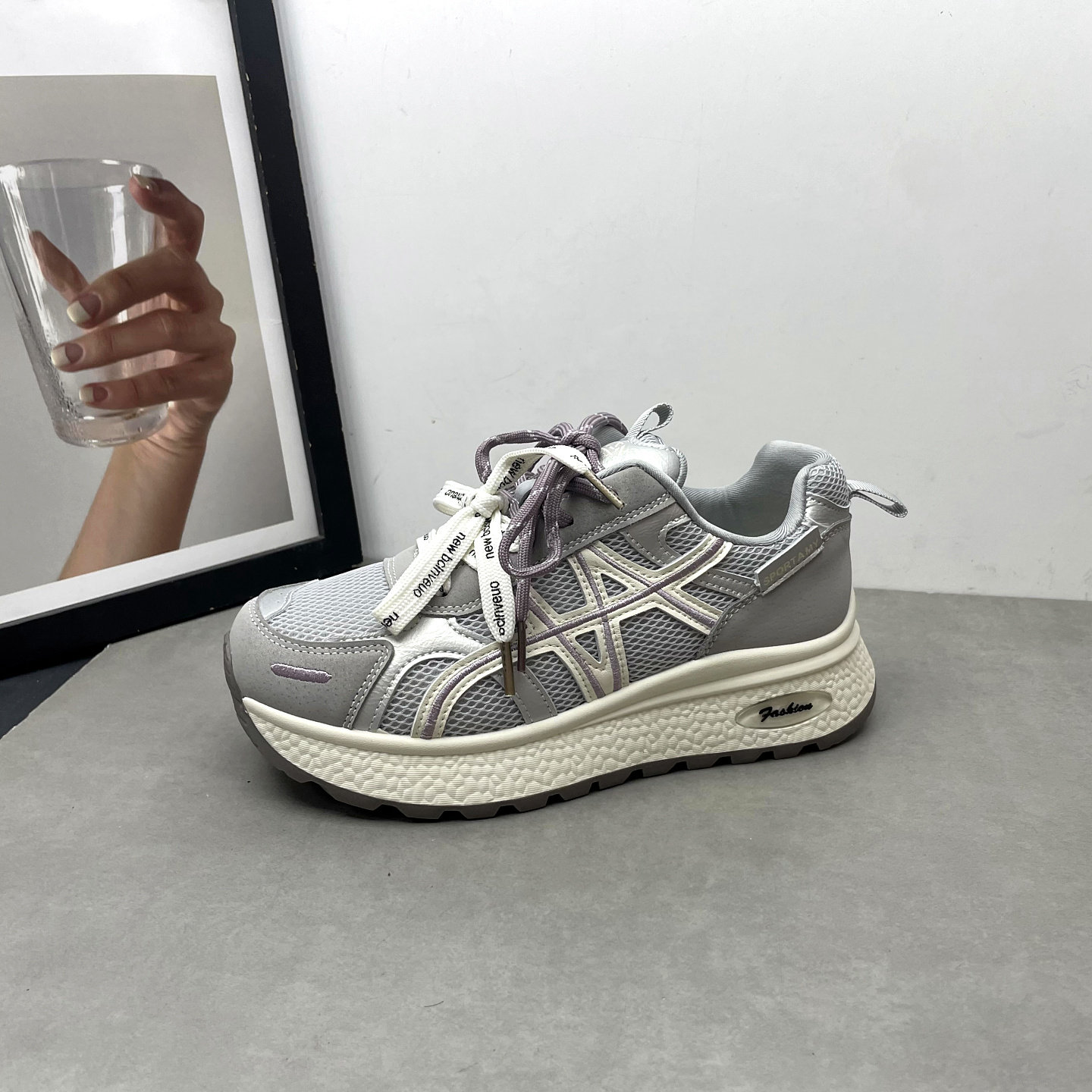 2026春季新款女鞋圆头深口系带平跟厚底轻便网面透气阿甘鞋女单鞋,淘宝优惠券,粉丝福利购,淘宝优惠卷